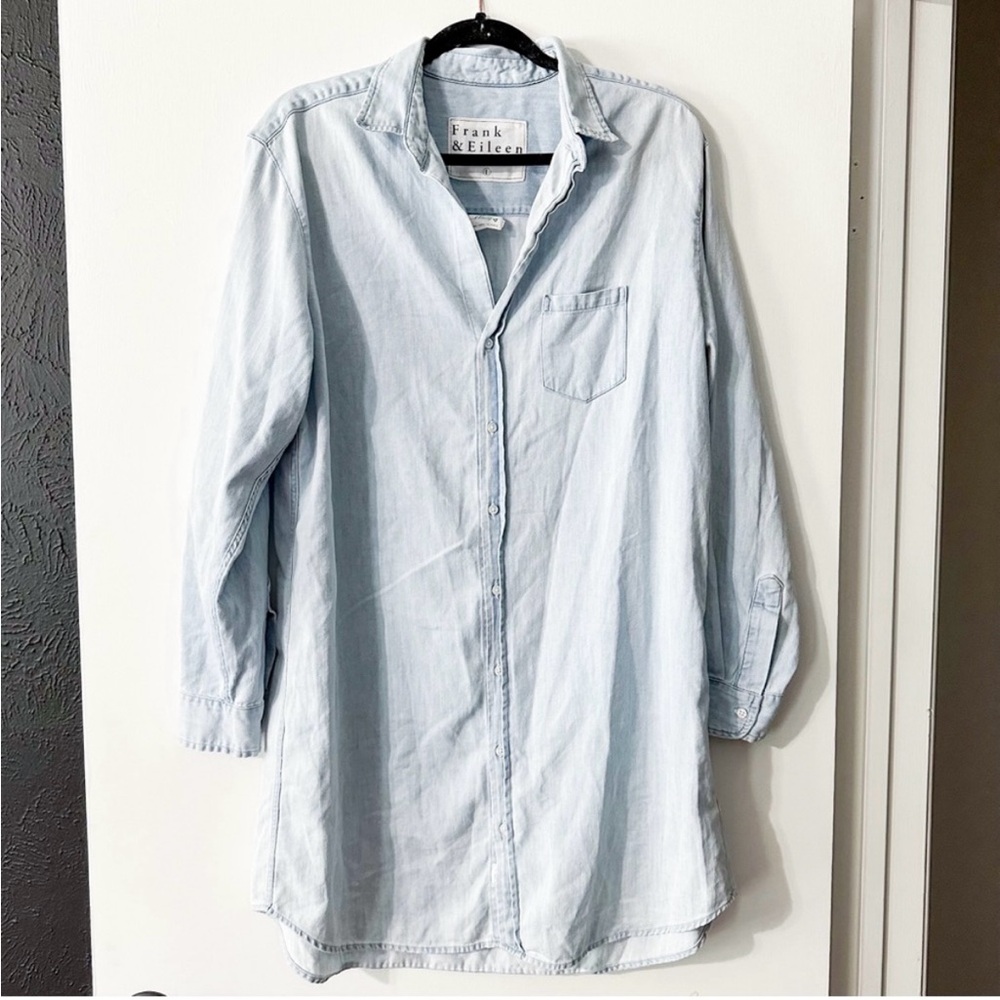 Frank & Eileen Mary Classic Shirtdress Famous Denim Classic Blue Tattered Wash L